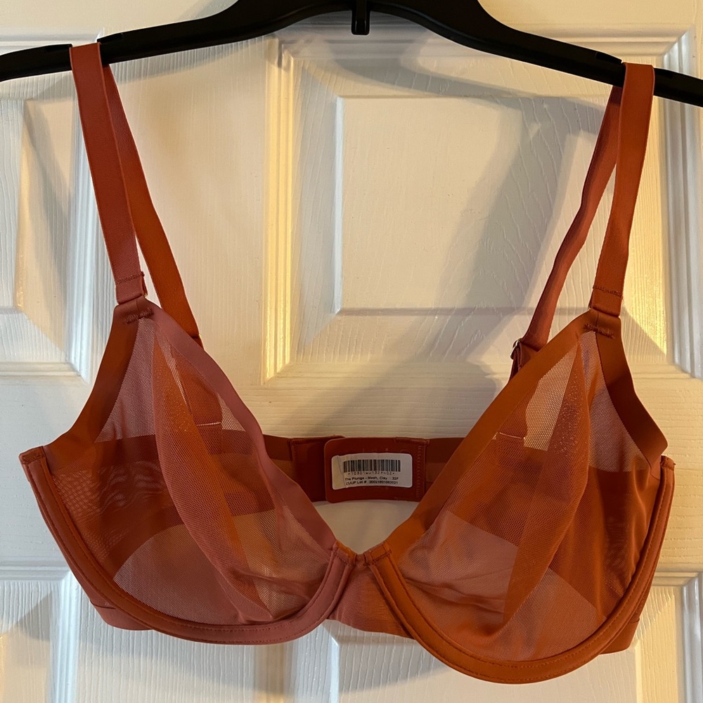 CUUP The Plunge Mesh Bra 32F Clay